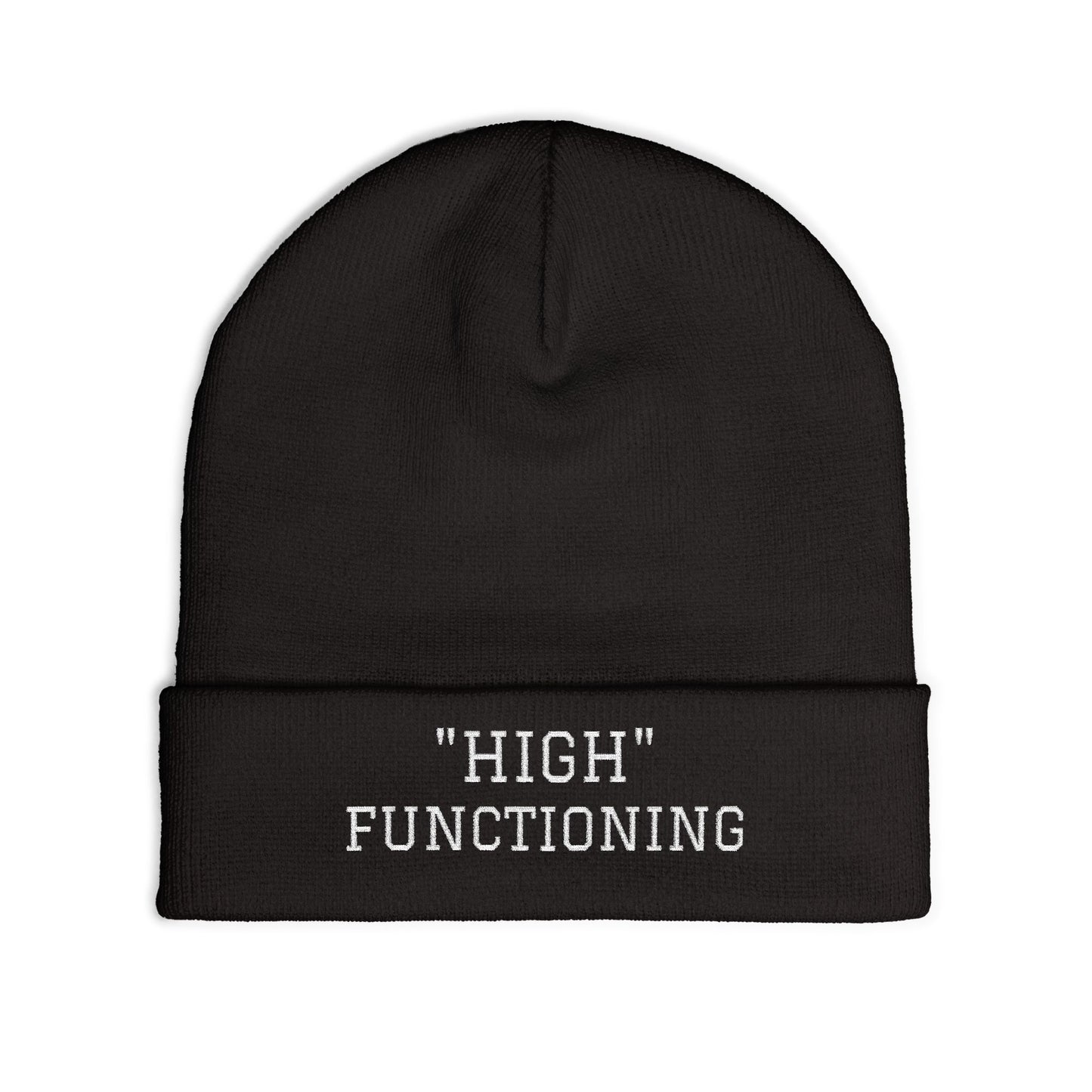 Embroidered "HIGH" Functioning Knit Beanie