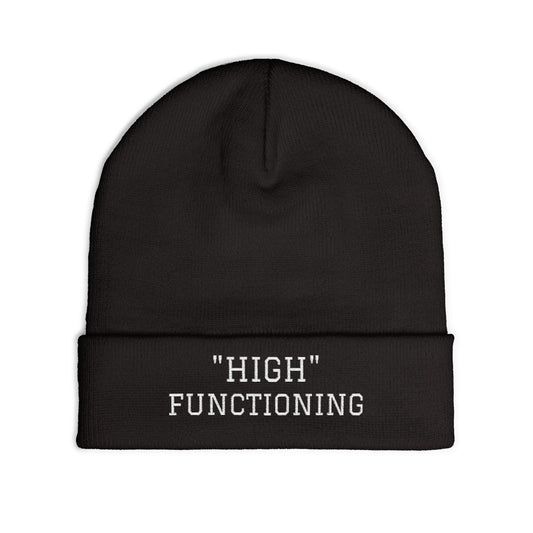 Embroidered "HIGH" Functioning Knit Beanie